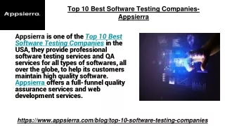 Top 10 Best Software Testing Companies- Appsierra