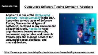 Outsourced Software Testing Company- Appsierra