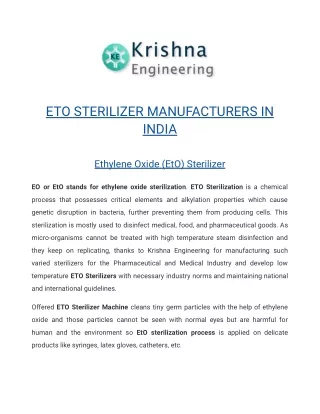 eto sterilizer manufacturers in india