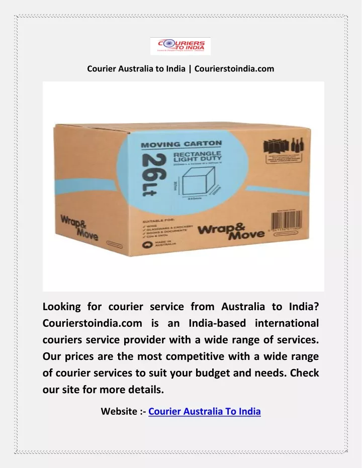 courier australia to india courierstoindia com