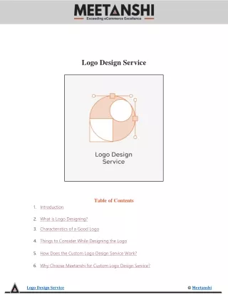 logo design service table of contents