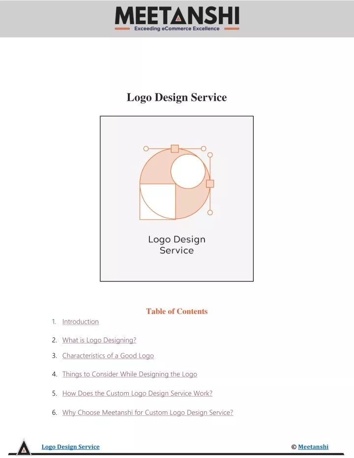 logo design service table of contents