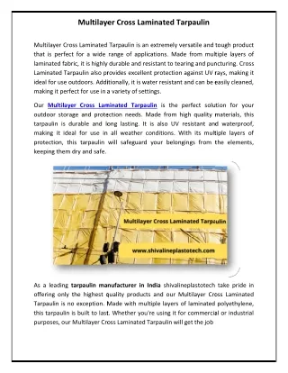 multilayer cross laminated tarpaulin multilayer