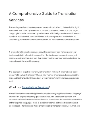 A Comprehensive Guide to Translation Services