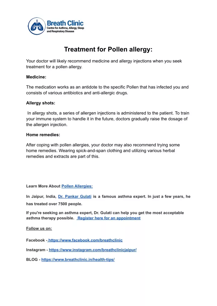 treatment for pollen allergy