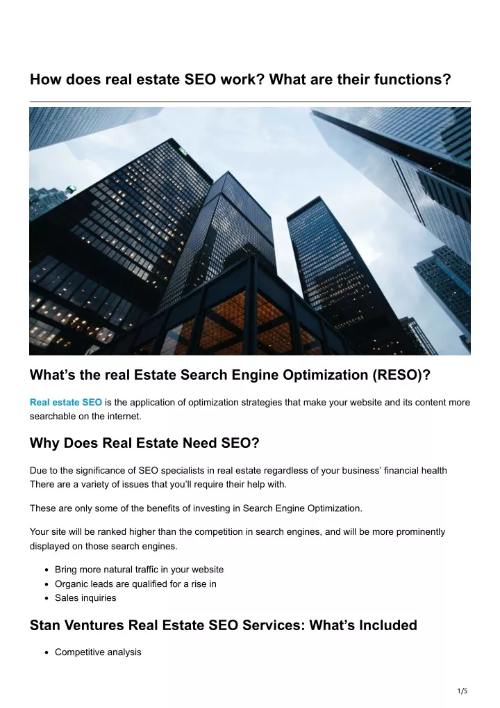 how does real estate seo work what are their