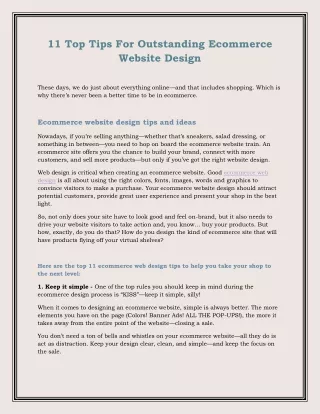 11 top tips for outstanding ecommerce website