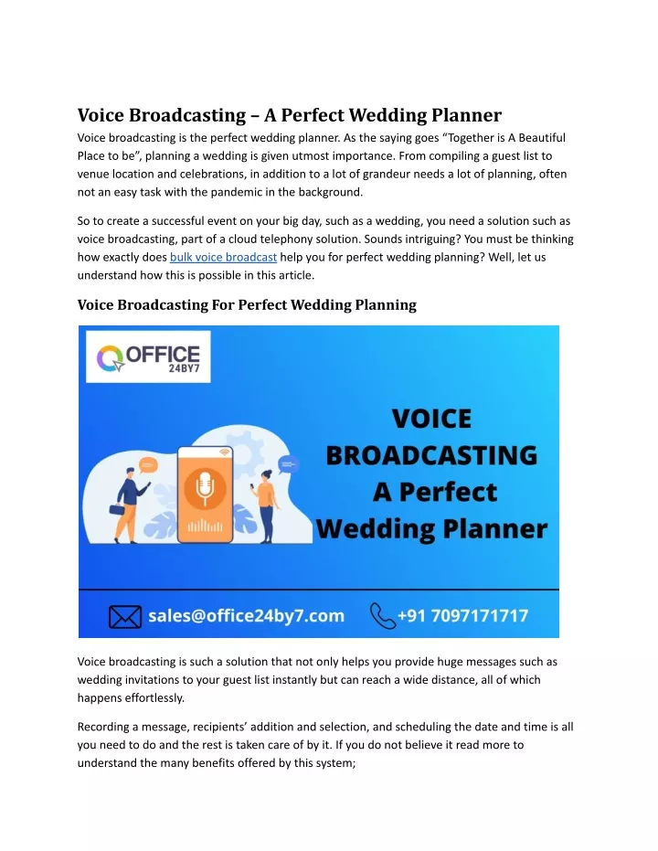 voice broadcasting a perfect wedding planner