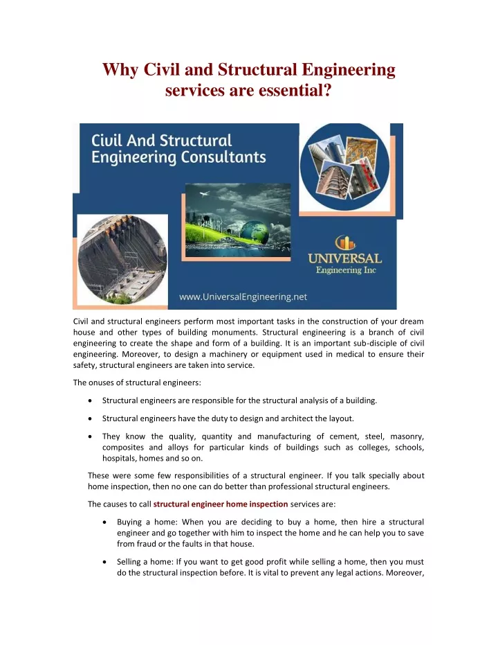 why civil and structural engineering services