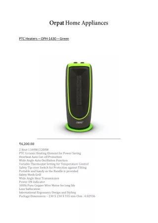 ptc heaters oph 1430 green