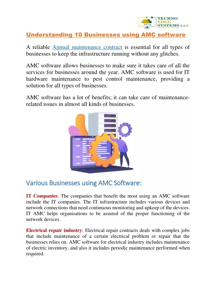 understanding 10 businesses using amc software