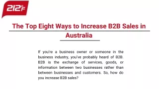 Eight Ways to Increase B2B Sales in Australia