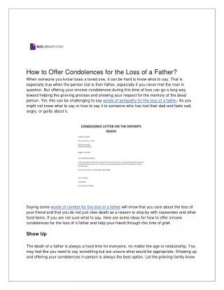 How to Offer Condolences for the Loss of a Father | Bizzlibrary
