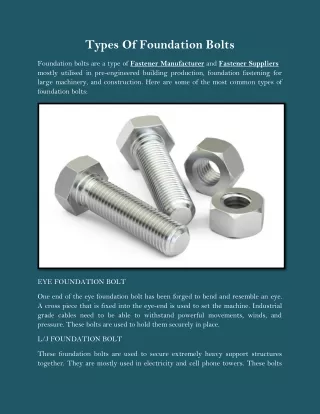 types of foundation bolts