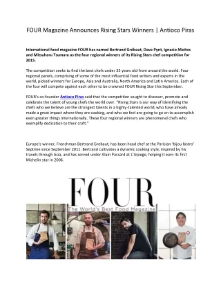 FOUR Magazine Announces Rising Stars Winners | Antioco Piras