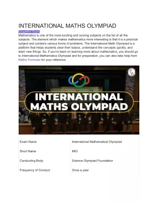international maths olympiad
