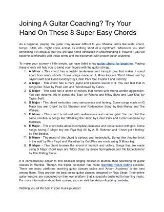 Joining A Guitar Coaching? Try Your Hand On These 8 Super Easy Chords