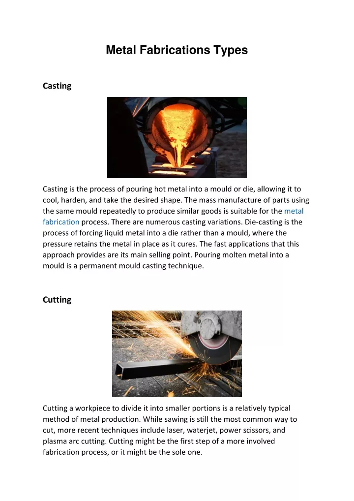 metal fabrications types