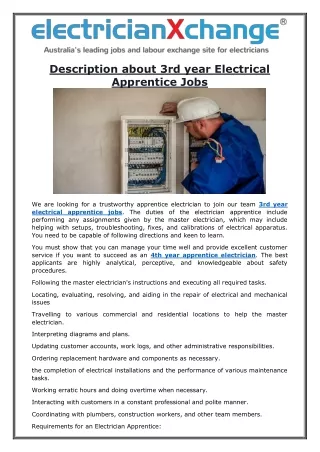 description about 3rd year electrical apprentice