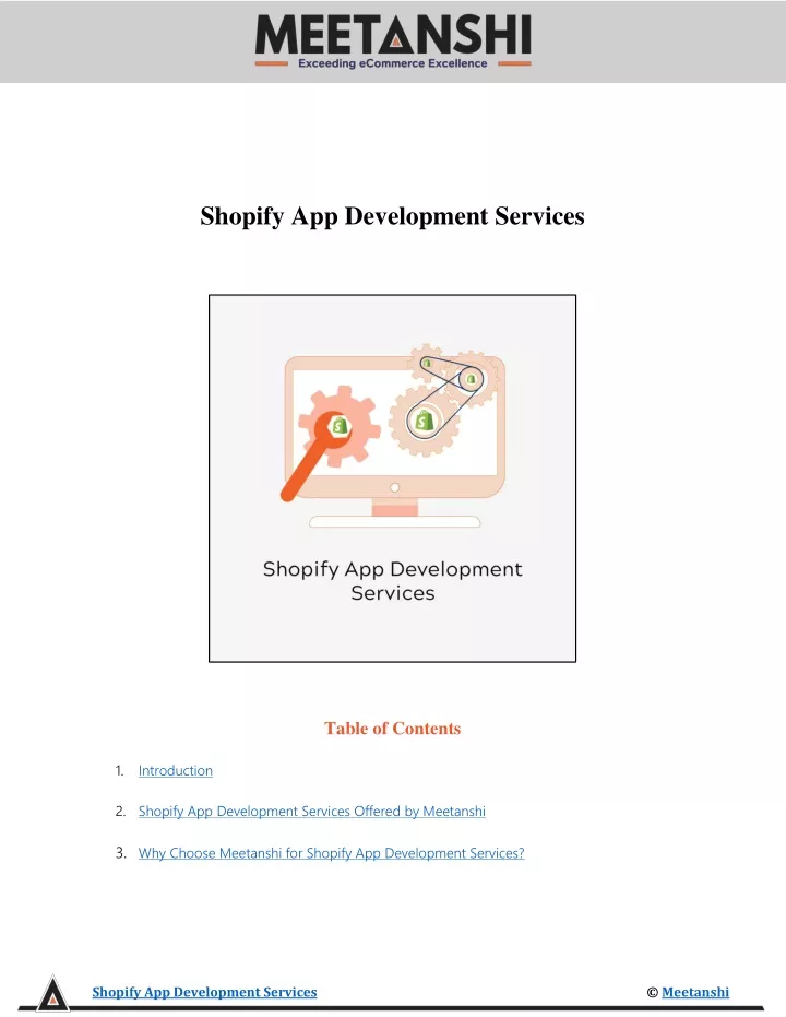 shopify app development services table of contents