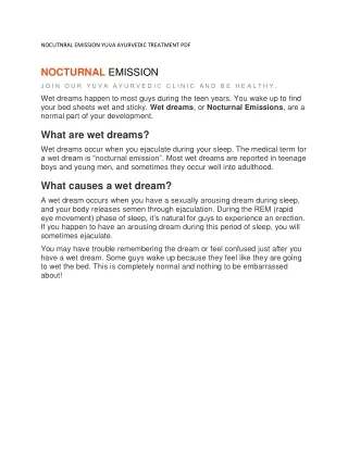 NOCTURNAL EMISSION YUVA AYURVEDIC TREATMENT PDF