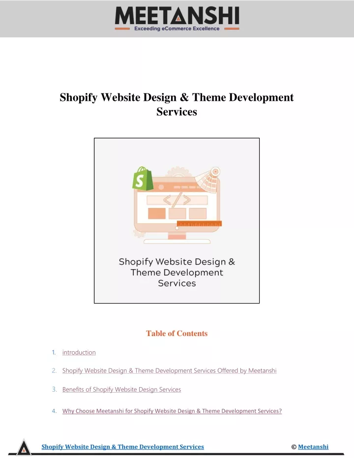shopify website design theme development services