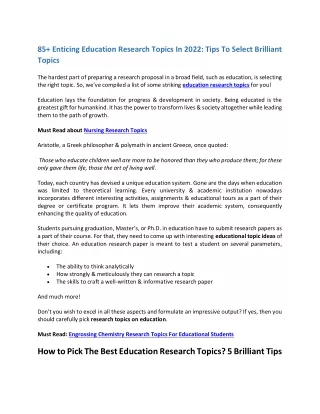 85 enticing education research topics in 2022