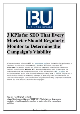 3 kpis for seo that every marketer should
