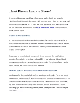 Heart Disease Leads to Stroke!
