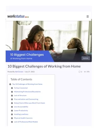 10 Biggest Challenges of Working from Home