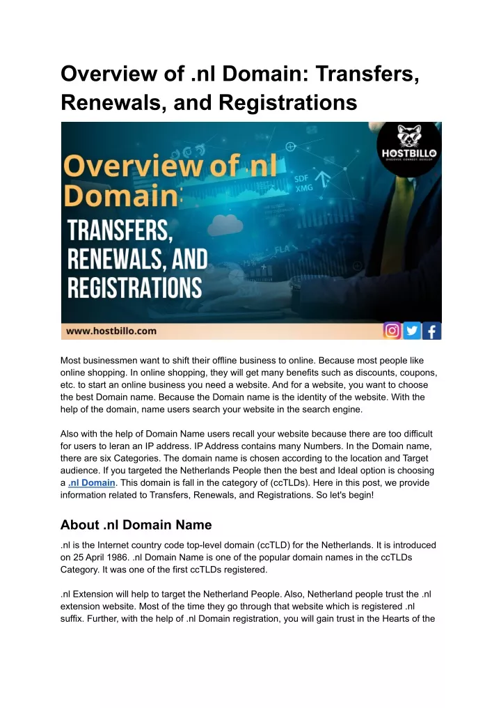 overview of nl domain transfers renewals