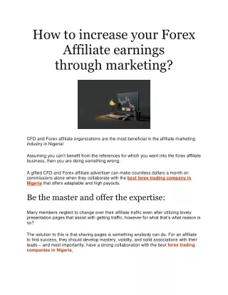 How to increase your Forex Affiliate earnings through marketing