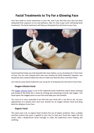 Facial Treatments to Try For a Glowing Face