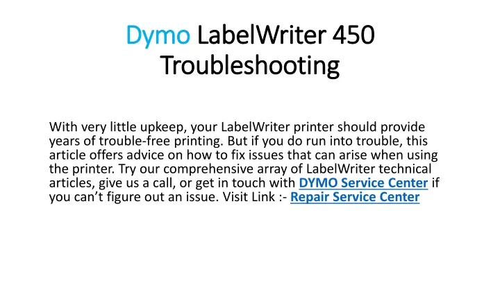 dymo labelwriter 450 troubleshooting