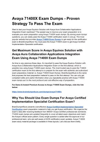 Avaya 71400X Exam Dumps - Proven Strategy To Pass The Exam