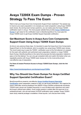 Avaya 72200X Exam Dumps - Proven Strategy To Pass The Exam