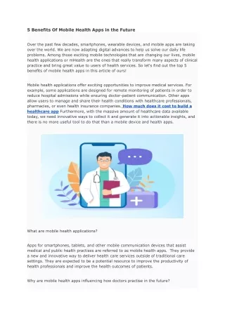 5 benefits of mobile health apps in the future