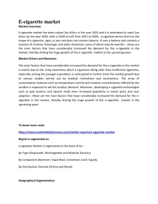 e cigarette market market overview