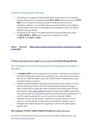 synthetic biology market overview