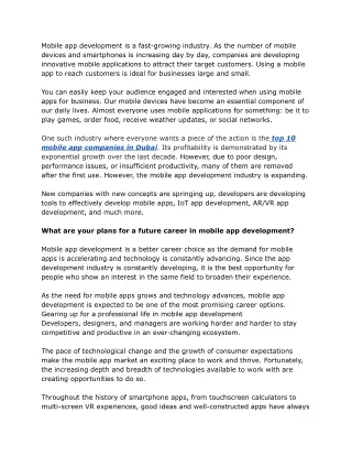 mobile app development is a fast growing industry