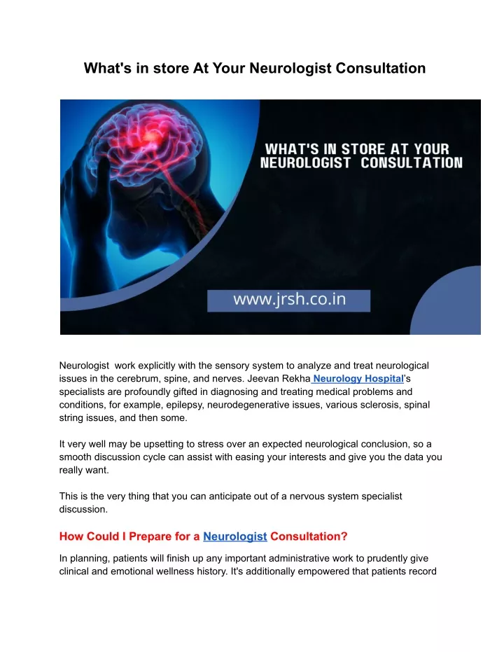 what s in store at your neurologist consultation