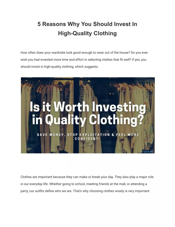 5 reasons why you should invest in high quality