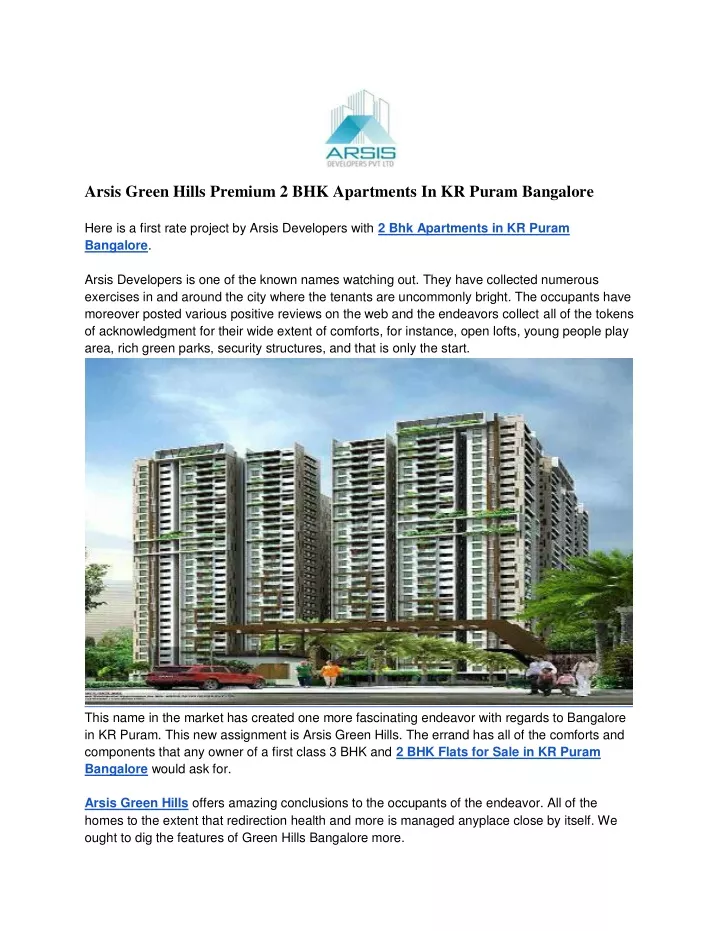 arsis green hills premium 2 bhk apartments