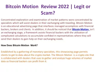 Bitcoin Motion Review 2022