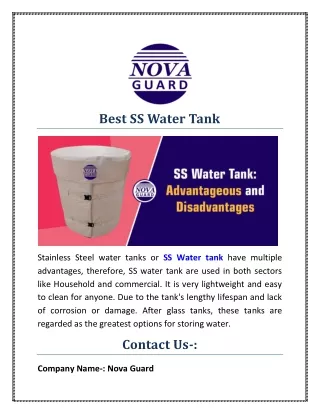 Best SS Water Tank