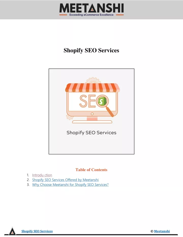 shopify seo services table of contents