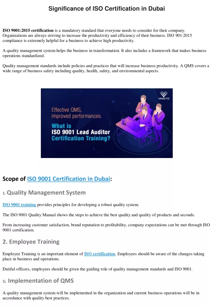 significance of iso certification in dubai