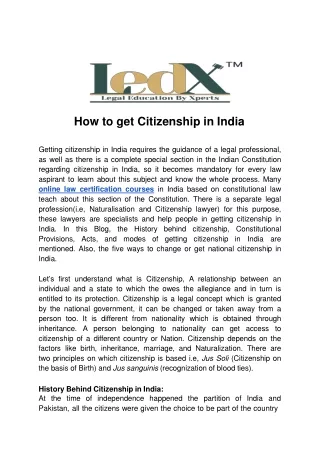 how to get citizenship in india