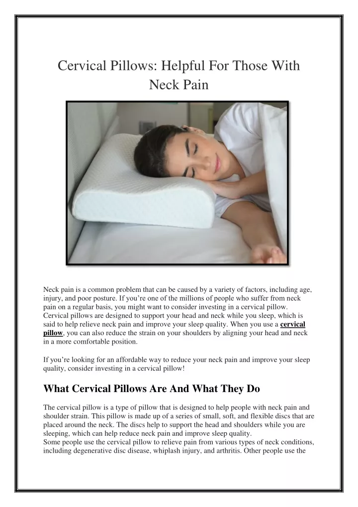 cervical pillows helpful for those with neck pain