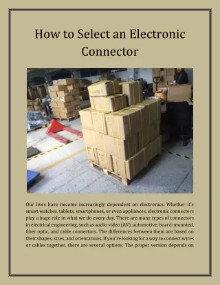 how to select an electronic connector